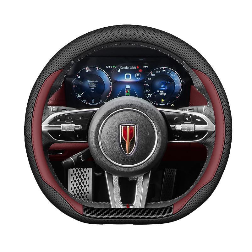 Fits 25 Hongqi H5 models: Nappa leather steering wheel cover, ultra-thin, anti-slip, sweat-proof, original color, all-season suitable.