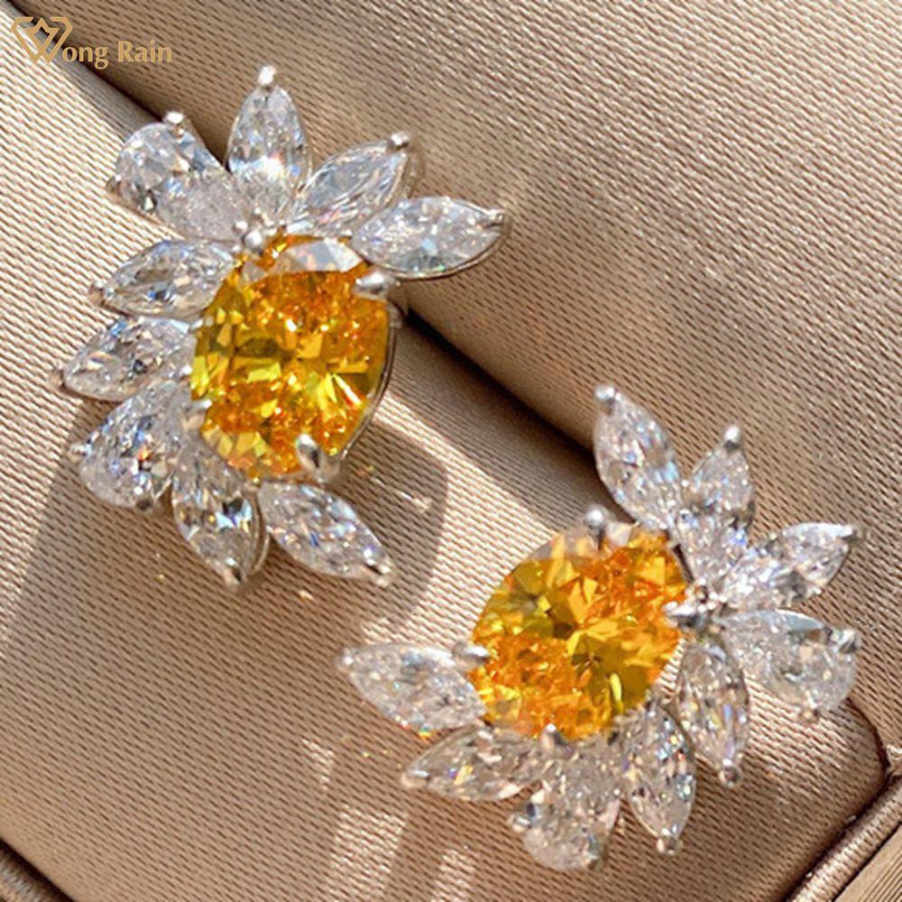 

Wong Rain Роскошные серьги-гвоздики из 100% стерлингового серебра 925 пробы 6*8 мм AAAAA с цирконами и драгоценными камнями, ювелирные изделия белый