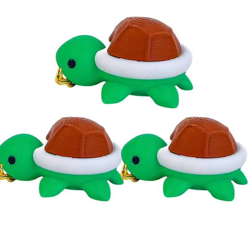 3/1pcs Stress Relief 3D Printed Turtle Shell Keychain Fingertip Spinner Clicker Decompression Toy Keycap Pressure Release Toy