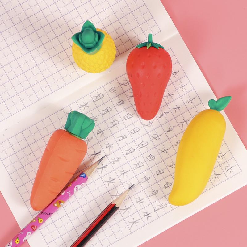 Large Anti-Lost Dustless Fruit Erasers - Strawberry & Mango