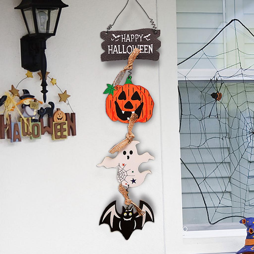 Halloween Front Door Hanging Pumpkin Witch Ghost Flags Sign For Halloween Home Haunted House Door Decorations,Halloween home decoration