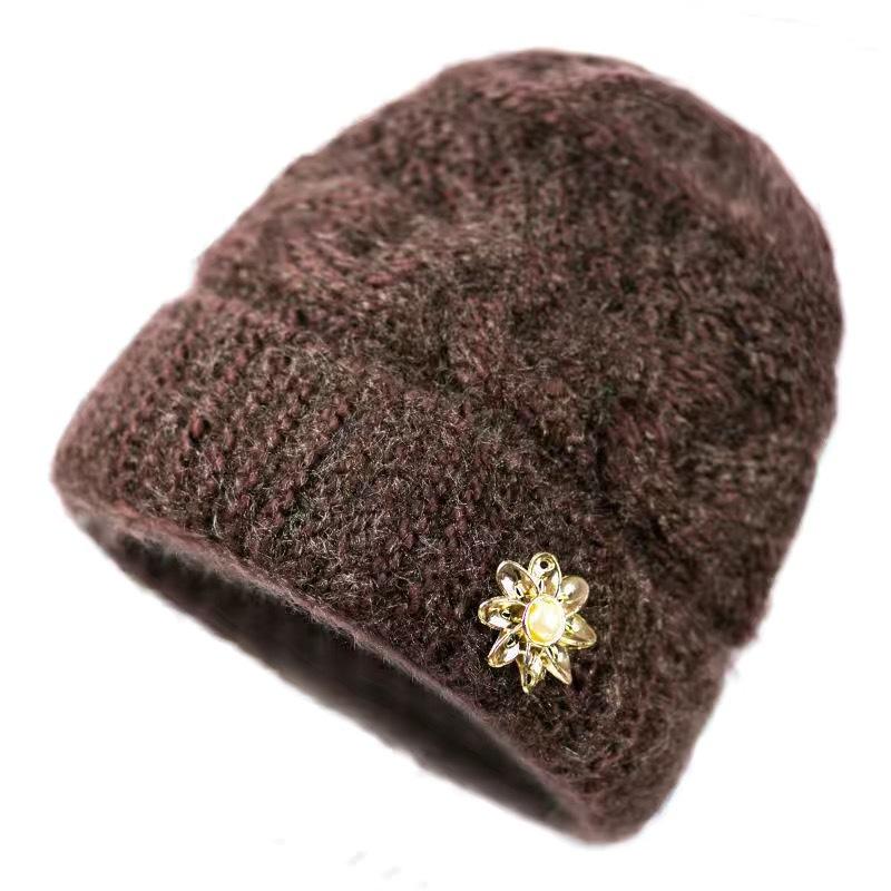 Middle-aged and Elderly Hats for Women, Thickened and Velvet Old People's Hats In Winter, Warm Mother Hats, Old Women's Autumn Knitted Wool Hats