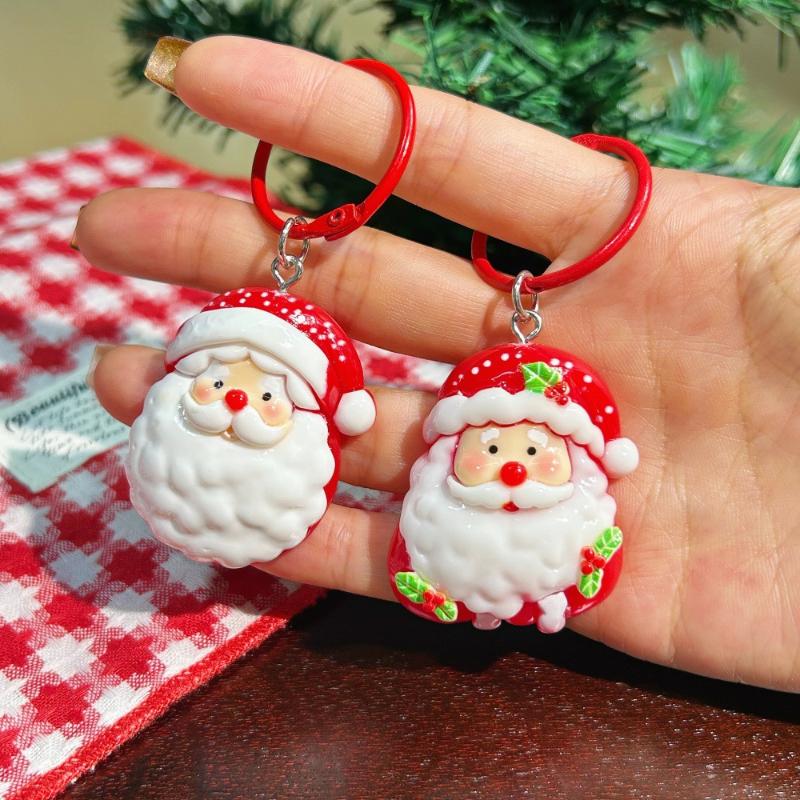 Cute Christmas Keychain Cartoon Santa Claus Christmas Tree Pendant Backpack Hanging Decoration For Women Men Year Gift