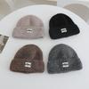 Japanese Simple Letter Pattern Labeling Knitted Hat for Women in Autumn and Winter New Warm and Thickened Cold Hat Showing A Small Face