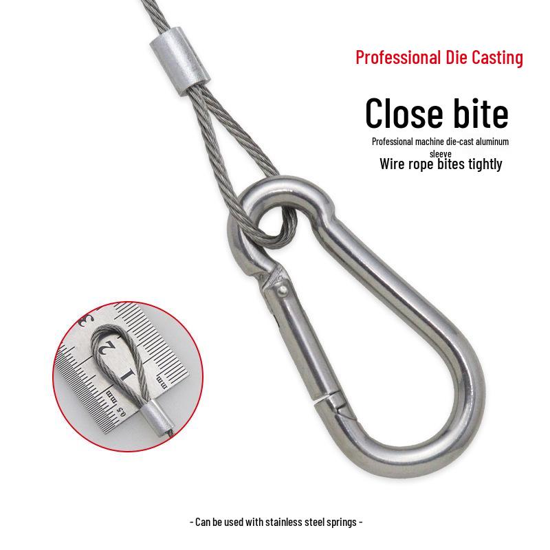 Adjustable Stainless Steel Ceiling Hanging Wire with Carabiner for Lights and Pictures