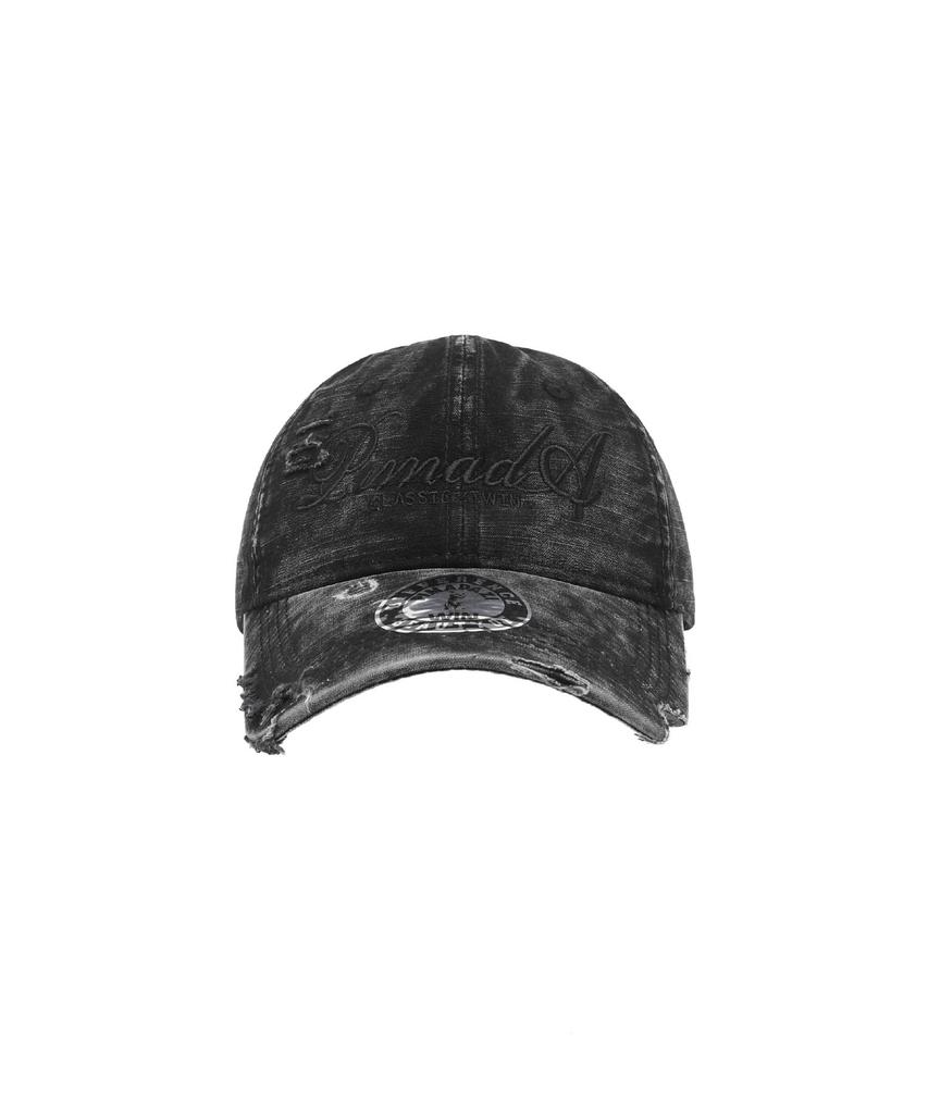 Pimadajiwin Crazy Damaged Washed Ball Cap_Black(Black)