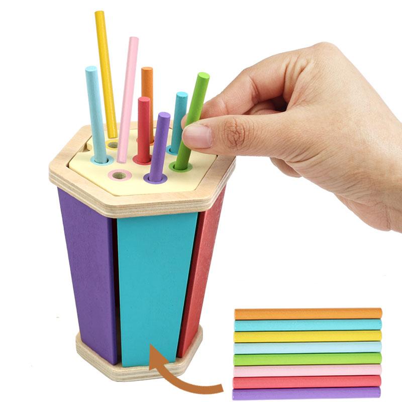 Non-Toxic Children'S Wooden Color Shape Classification Cup Geometric Cognition Pairinging Game Teaching Aid Educational Toys For Kids