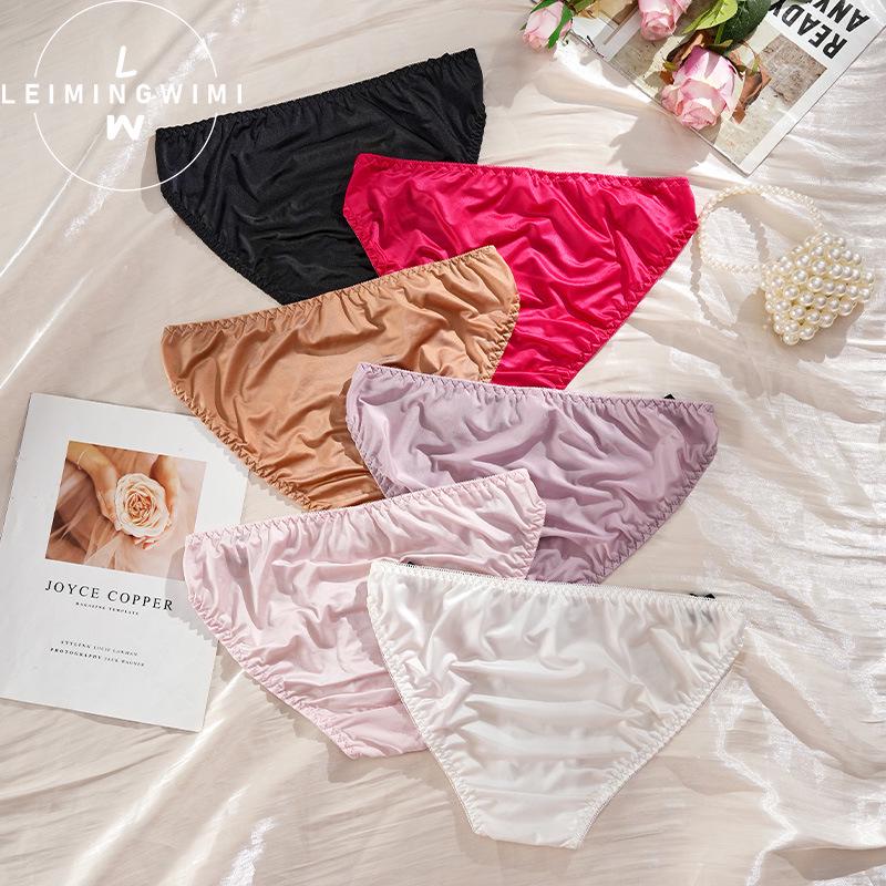 Women's Ice Silk Mid-Waist Bowknot Briefs with Cotton Crotch - Lightweight and Comfortable