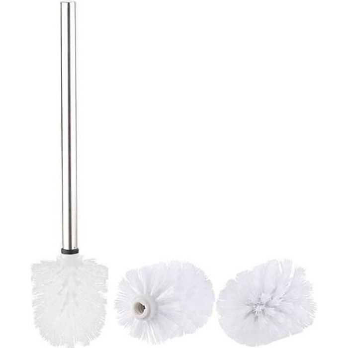 Stainless steel toilet brush with replacement heads Ø 8 cm - White