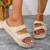 Summer Women's Thick Soled Slippers Outdoor Beach Sandals EVA Platform Flip Flops for House Slides Buckle Soft Thick Sole Sandals