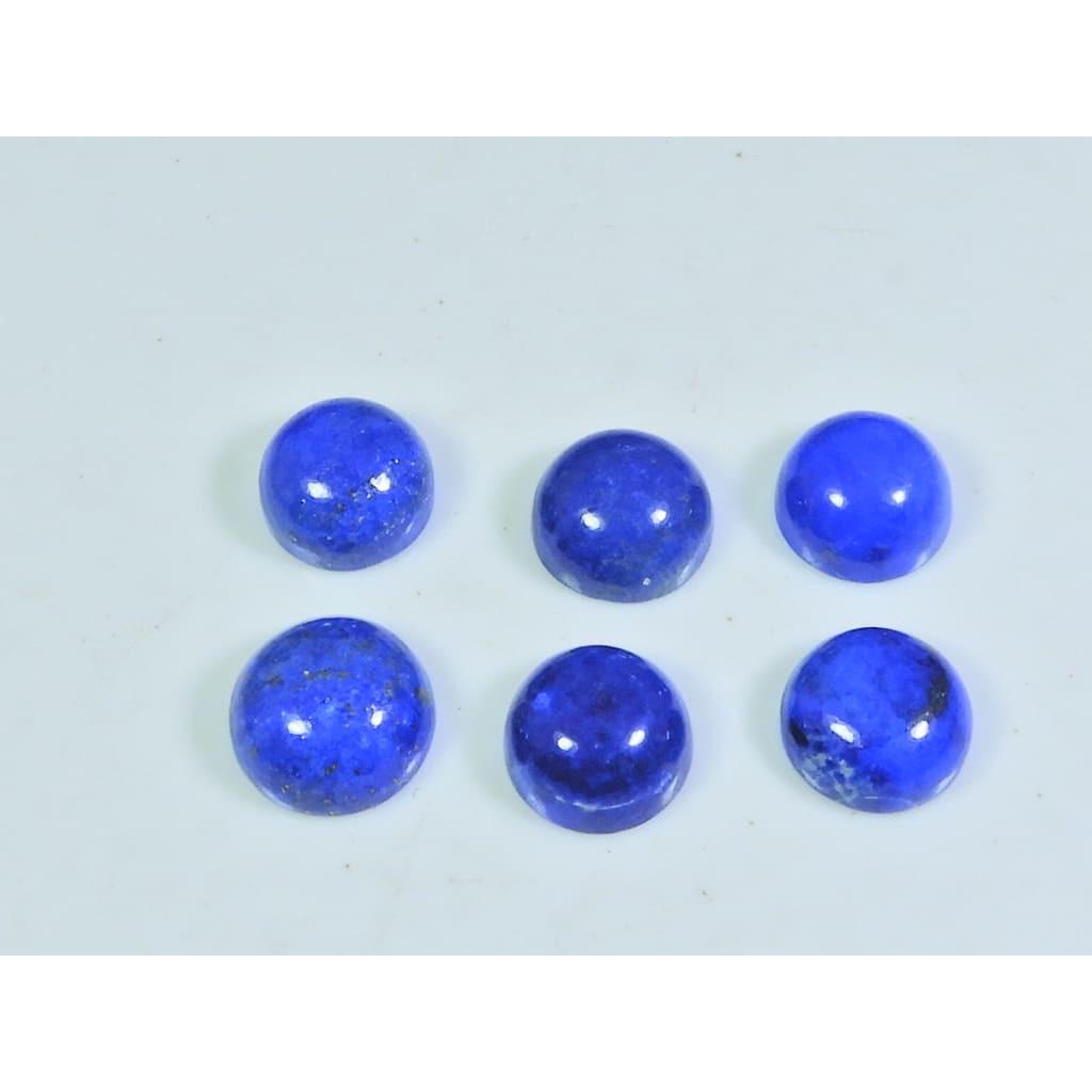 

10MM Natural Lapis Lazuli Round Cabochon Loose Gemstone 6Pcs Lot 27Cts. A-478