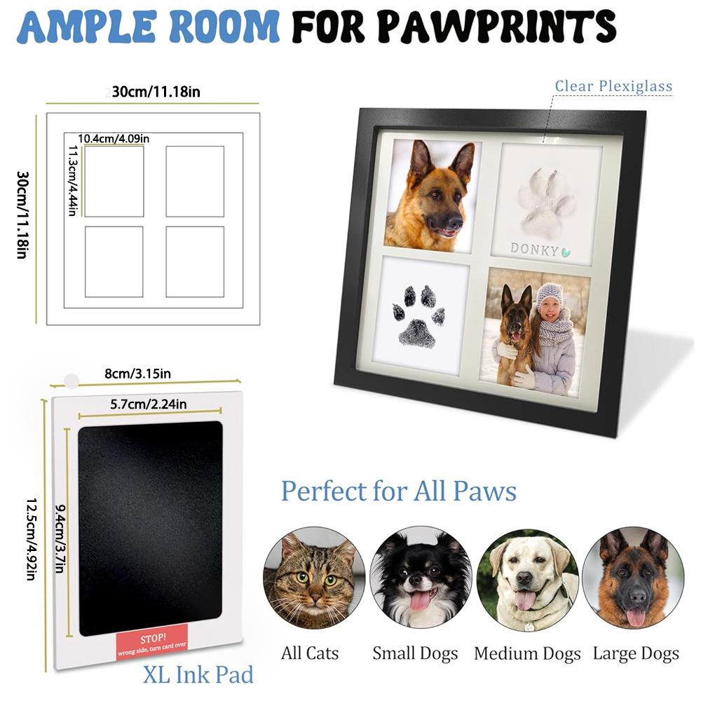 DIY Pet Paw Imprint Memorial Frame Cat Dog Footprint Ink Paste Tabletop Stand Souvenir Picture Frame