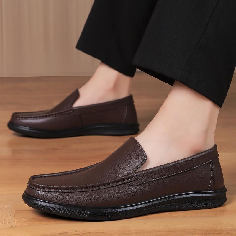 Fashion Classic Lightweight Men's Casual Leather Shoes Comfortable Mens Loafers Soft Slip on Flats Fashion Male Driving Shoes Moccasins