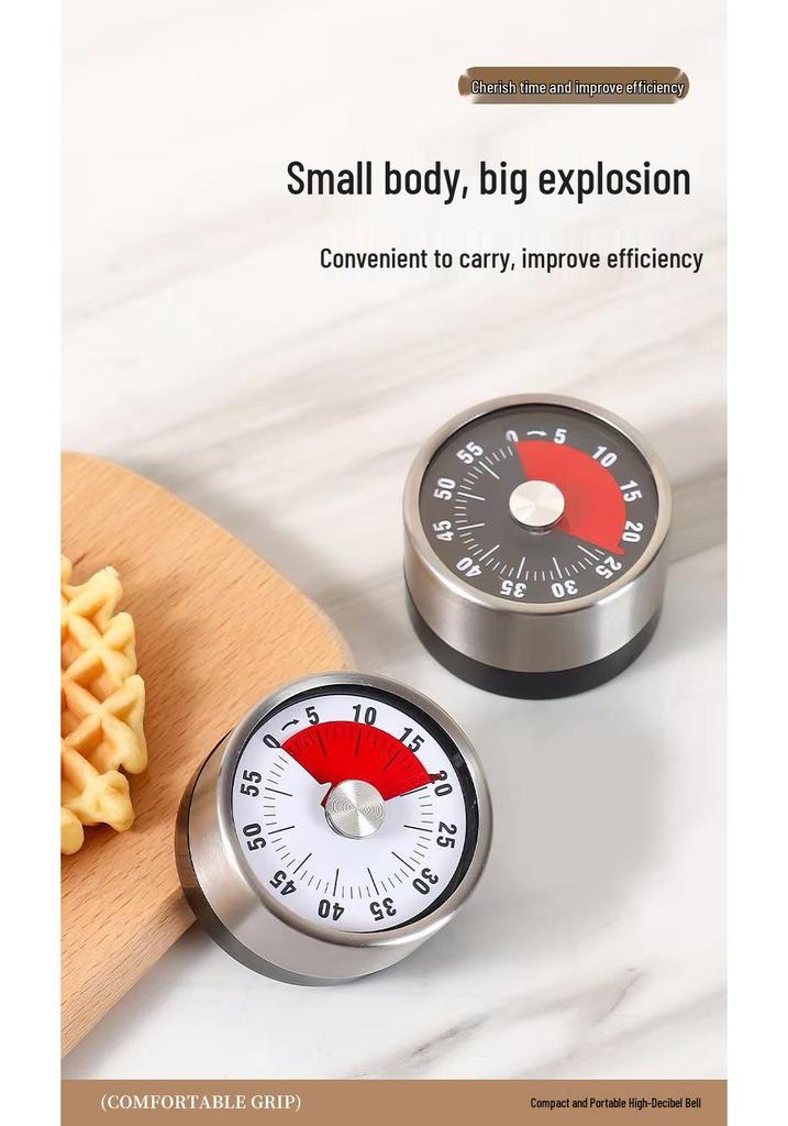 Stainless Steel Magnetic Kitchen Timer for Cooking and Study