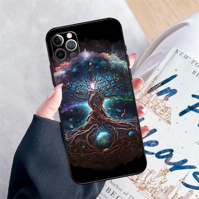 Tree of Life Space Galaxy Stars Phone Case For iPhone 16 Pro Max 11 12 13 Mini 14 15 Pro Max 15 16 Plus XR 16e Cover Coque
