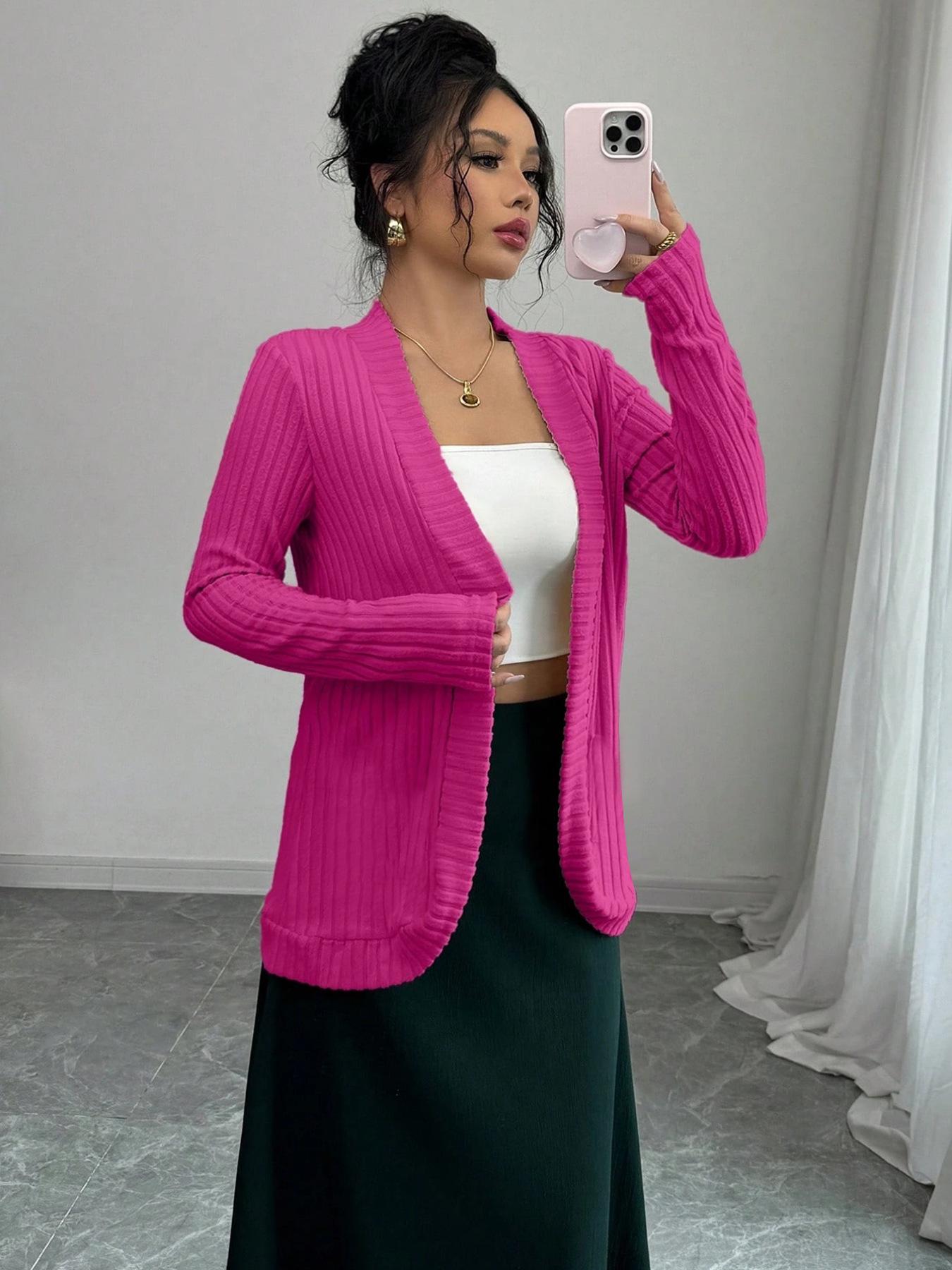 

2025 European & American Women s Casual Loose Solid Color Long-Sleeve Top for Spring and Autumn Fashion Small