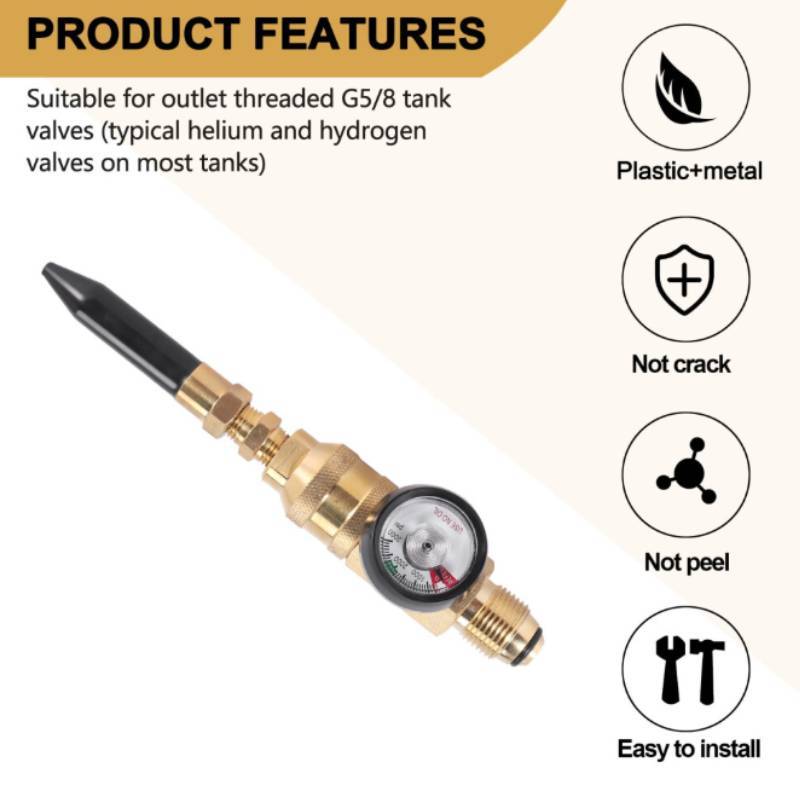 Heliumgasbehållare Ballongpump Regulator Med Tryckmätare Passar G5/8 Ventil