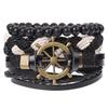 Retro Woven Cowhide Leather Men's Bracelet Set - European & American Handmade DIY Knot