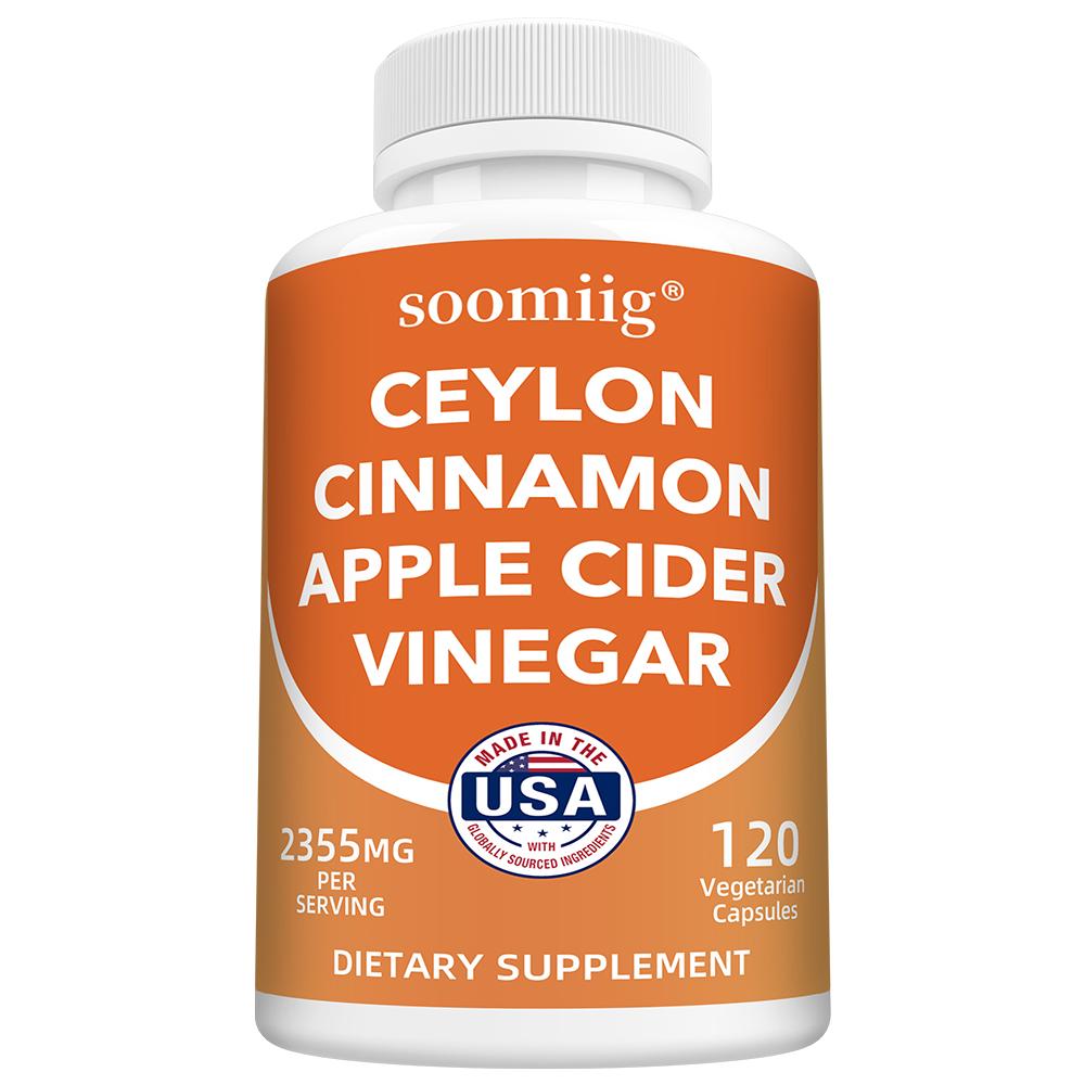 

Organic Ceylon Cinnamon, Turmeric Root Powder, Apple Cider Vinegar Powder, Dietary Supplement 120 Capsules