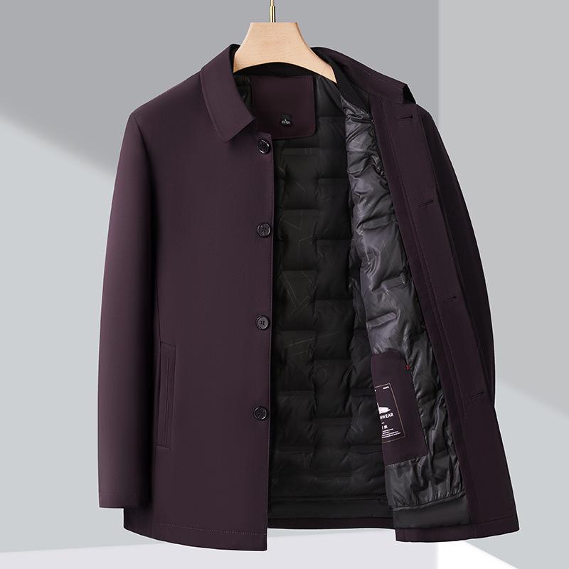 Men's Lightweight Business Casual Down Jacket - Warm Autumn/Winter Outerwear for Middle-Aged/Elderly