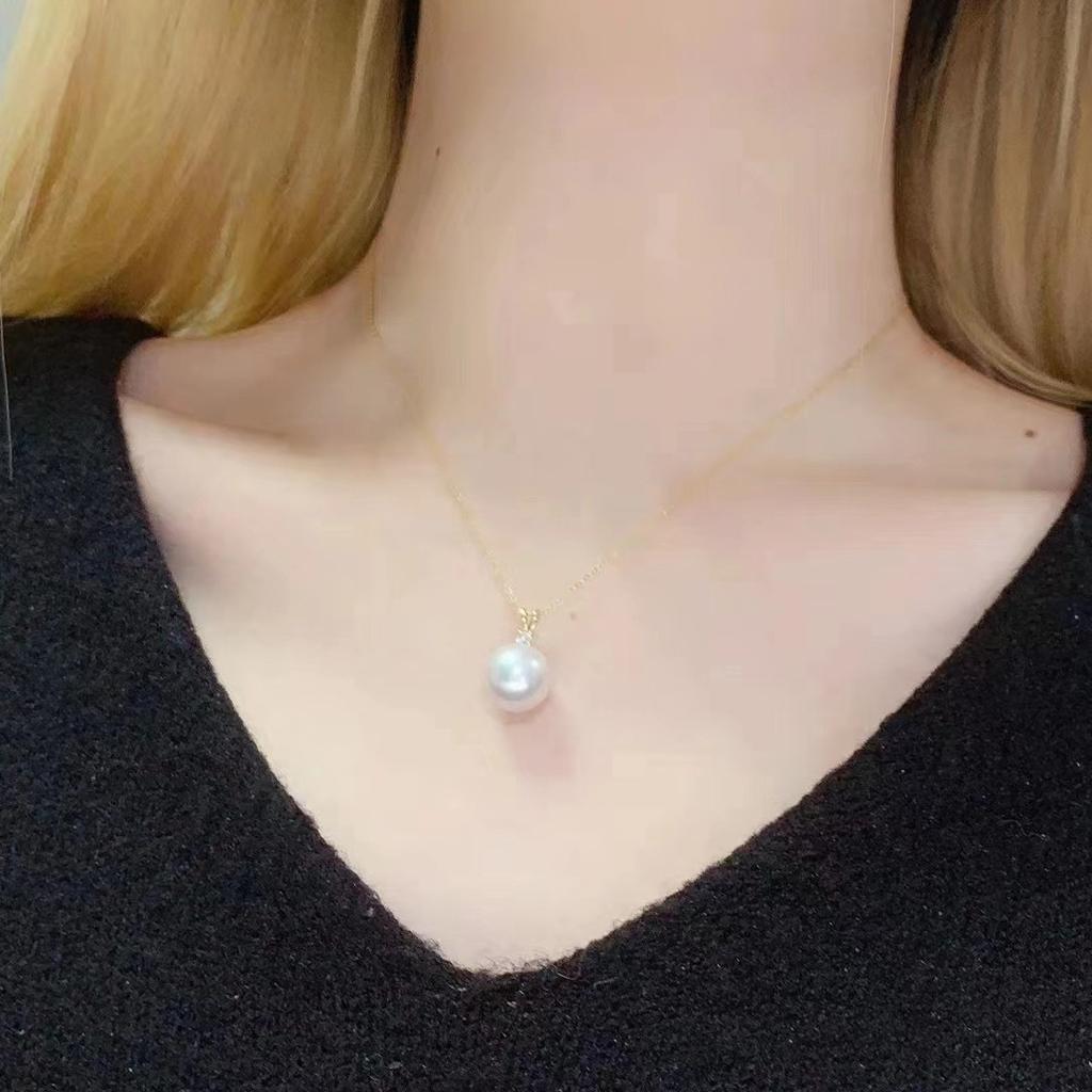 Freshwater Edison pearl necklace women's small and delicate rabbit pendant round bright clavicle chain accessories
