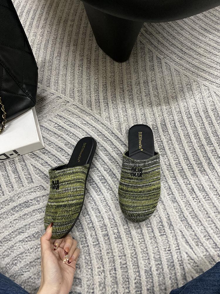 Fashion Baotou Half Slippers Women Wear Muller Shoes 2025 New Flat Sandals