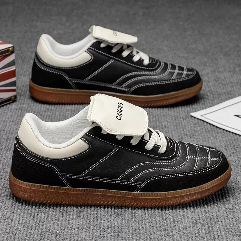 Men's Retro Velcro Training Shoes Breathable Color-block Casual Sneakers Non-slip Gum Sole Athletic Footwear