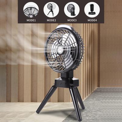 מאוורר קמפינג 2 ב-1 עם תאורת LED מאוורר תקרה רב-תכליתי לאוהל מאוורר חצובה נטען תמיכה