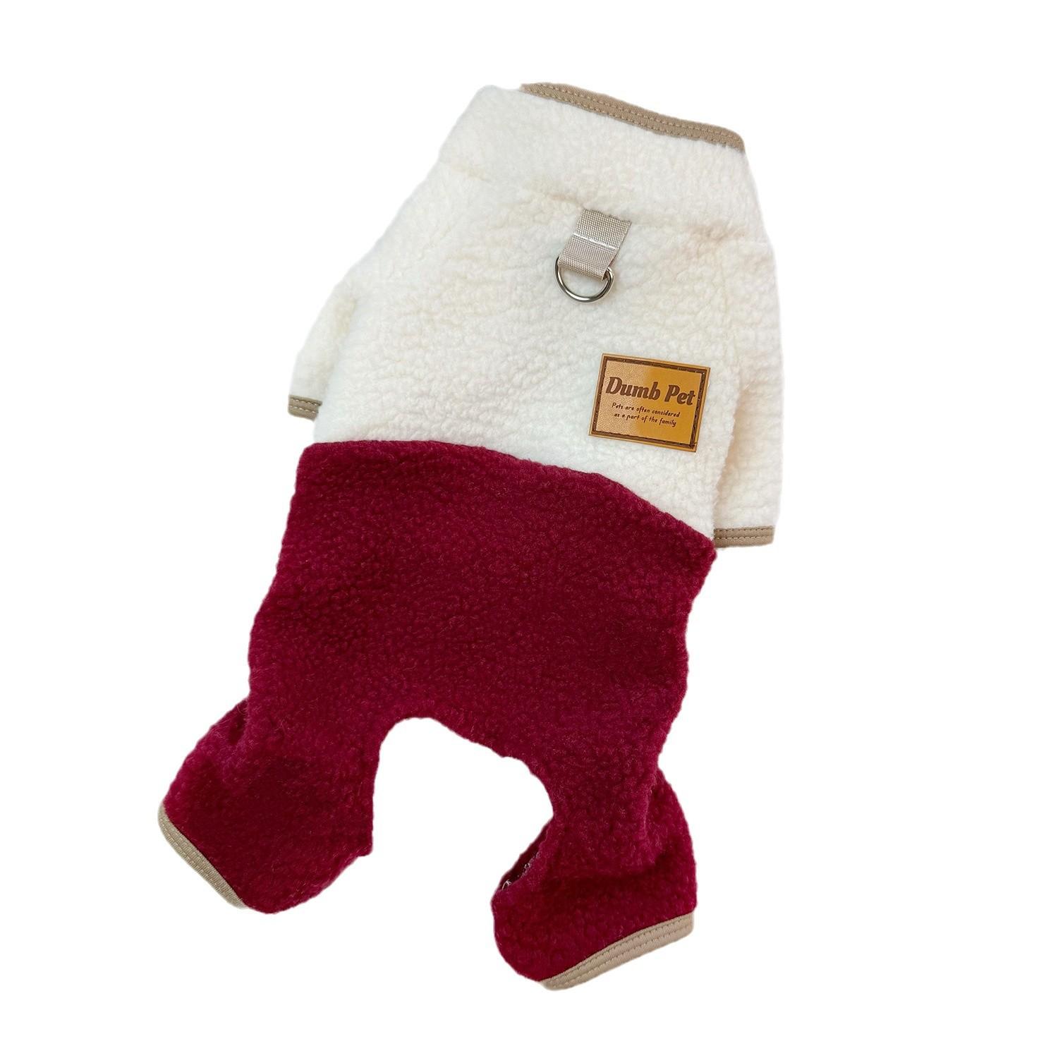 

Термальная одежда для собак на четырех лапах с воротником-стойкой, осенне-зимняя, из бархата из овечьей шерсти, одежда для кошек, товары для питомцев, Тедди Бишон 4XL вино красного