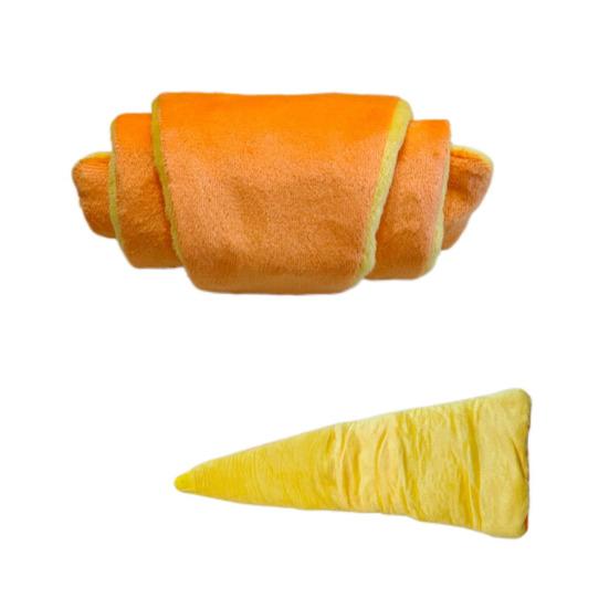 Dog Enrichment Toy Soft Croissant Shaped Chew Toy with Squeaker And Crinkle Paper
