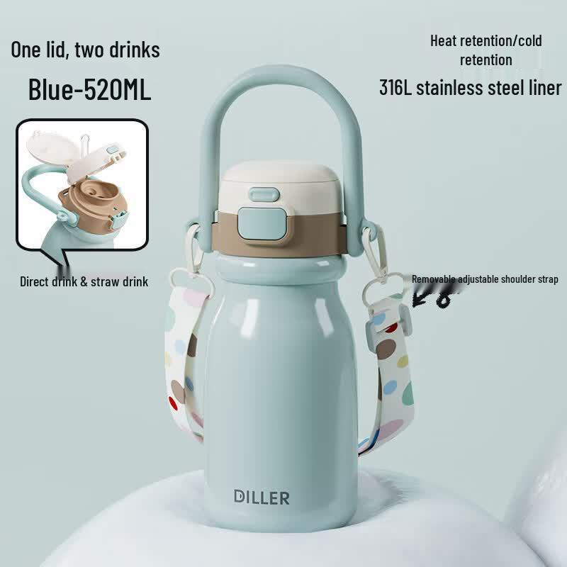DeleBear 316L Stainless Steel Portable Insulated Straw Cup