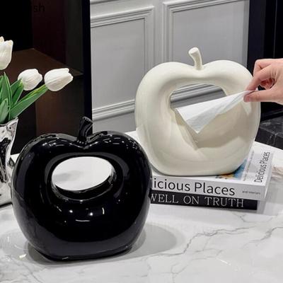 Scatola per fazzoletti a mela di lusso leggero, artigianato in ceramica creativa, dispenser per salviette umidificate da tavolo, scatola decorativa per la conservazione dei fazzoletti per la casa