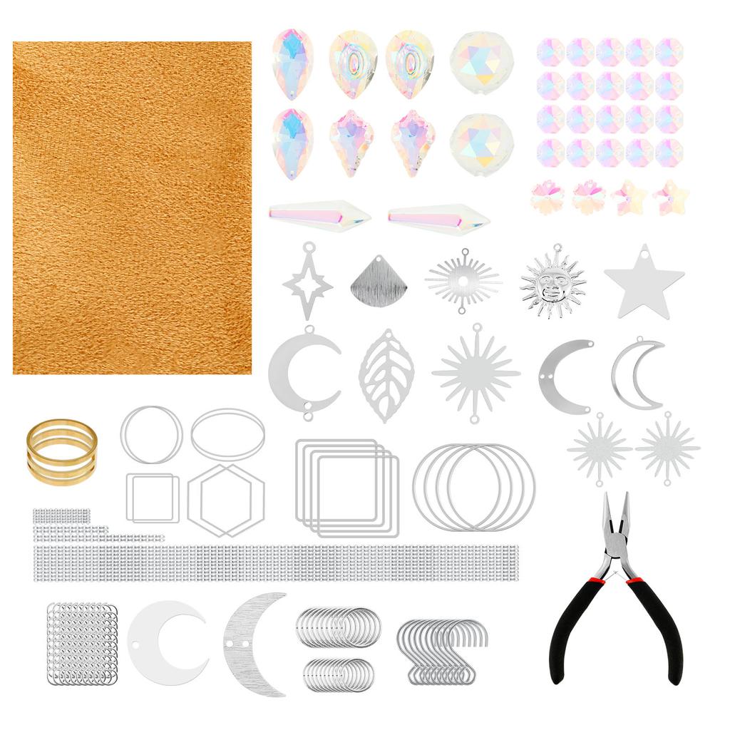 Hanging Crystal Pendant Garden DIY Suncatcher Kits Wind Chimes Rainbow Prism Crystal Chain Home Decorations Garden Sunny Catcher