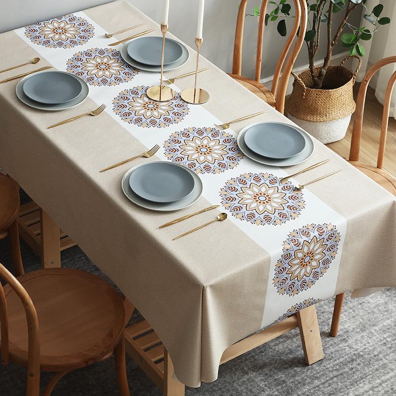 Tablecloth Fabric Waterproof And Oil-Proof Leave-In Rectangular Tablecloth Dining Table Cloth Coffee Table Pvc Student Desk Mat