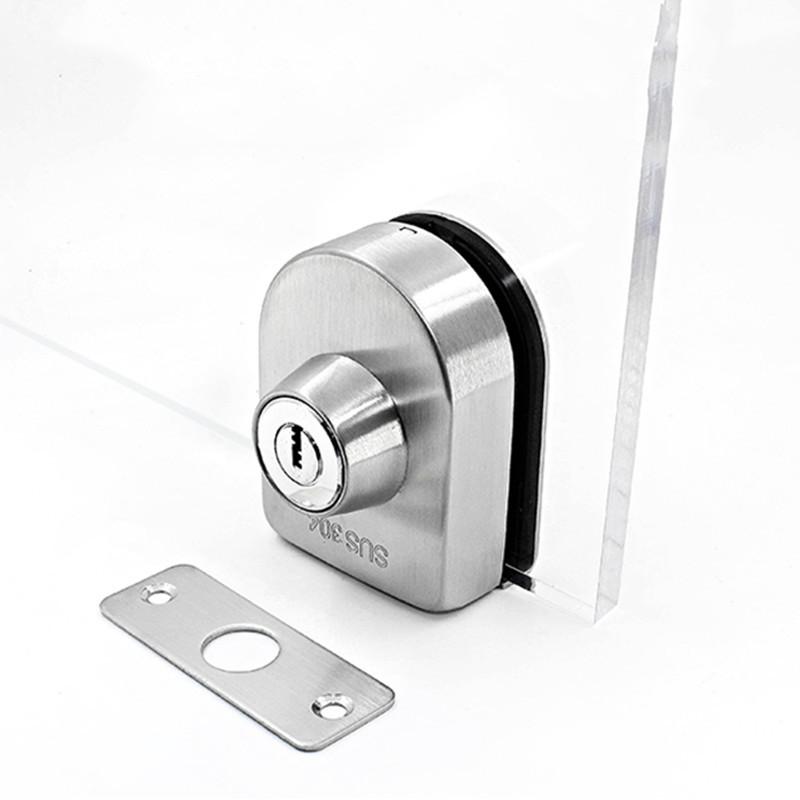 Semi-circular Stainless Steel Glass Lock No-drilling Sliding Door Locks Office Frameless Glass Clip Interior Security Door Latch