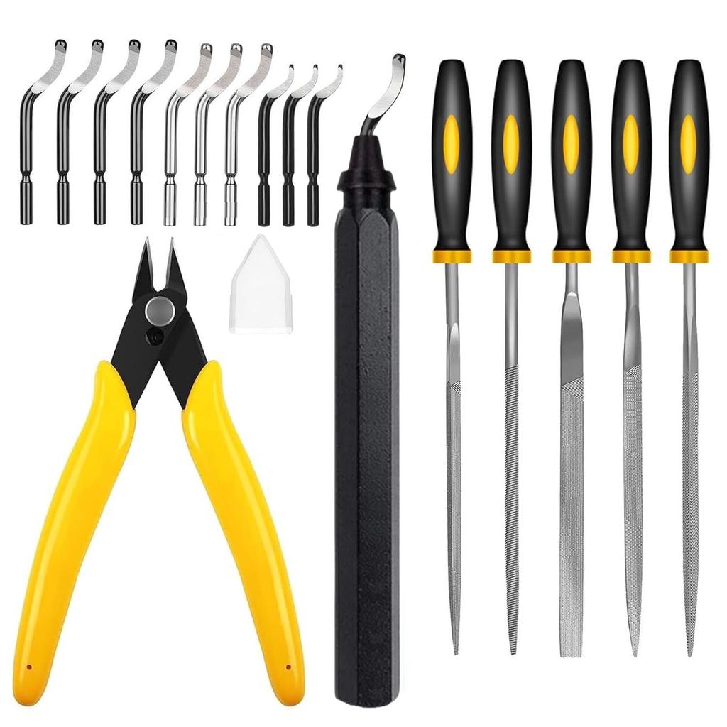 Deburring Tool Set for 3D Printer 11PCS Mix Blades Removing Burr 5PCS Needle File Micro Wire Cutter for 3D Print Plastic Model