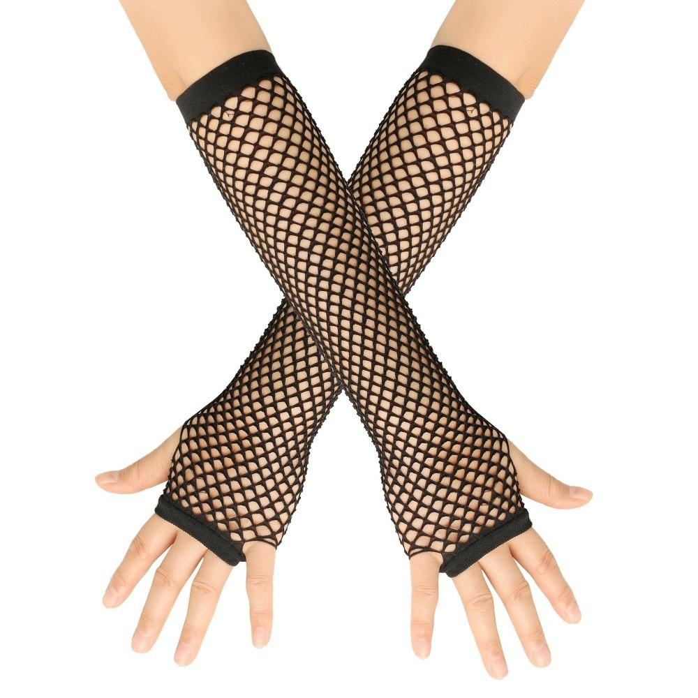 Long Mesh Gloves Fingerless Long Gloves Simple Fishing Net Gloves  Nightclub