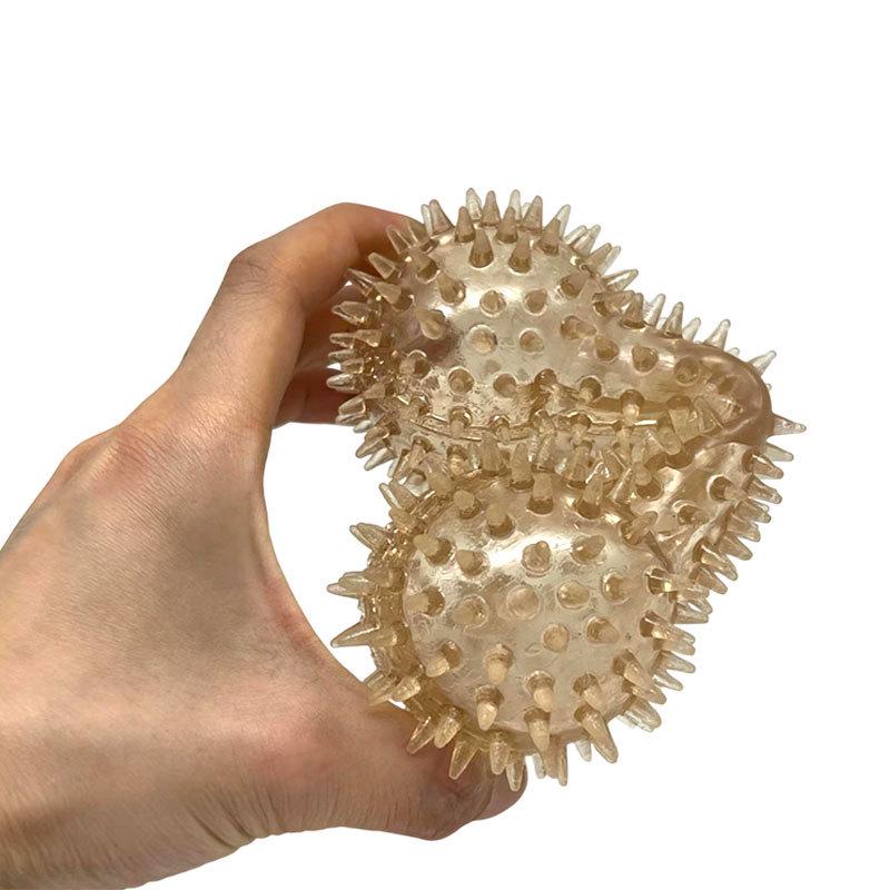 Jouet pour chien Haltère à picots: Facile à nettoyer, Résistant aux morsures, Flexible, Durable pour les chiots.