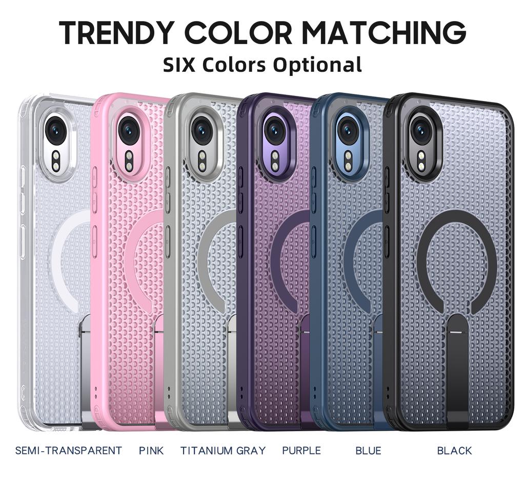 Coque Magnétique Anti-chute avec Trous de Refroidissement Militaire pour Samsung Galaxy Xcover 7 Support Métallique Cadre en TPU Couvercle Arrière en Plastique Dur