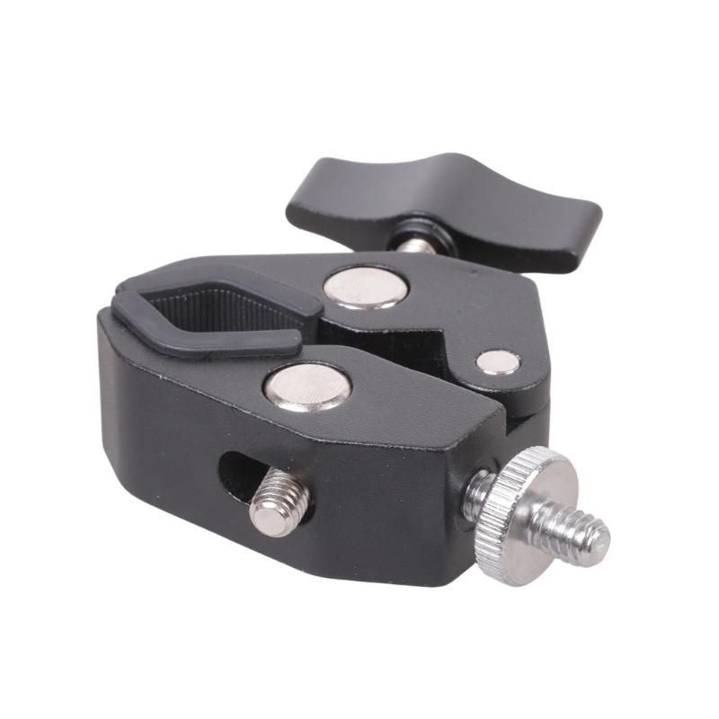 Aluminum Camera Clamp With Double 1/4 3/8 Threaded 3KG Load For Action Camera Phone Holder Studio Equipment Mount