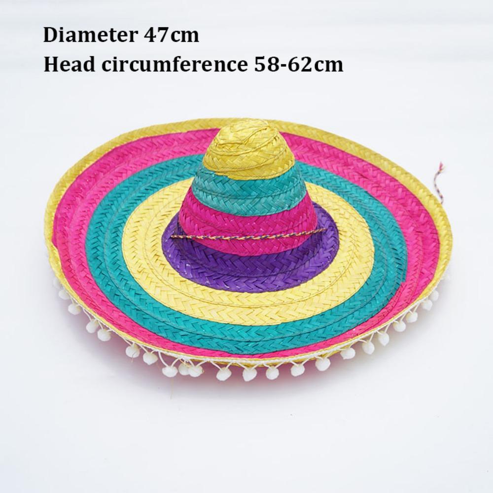 Colorful Straw Hats Mexican Style Men Women Summer Hats New Wide Brim Hats  for Halloween Party