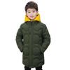Boys' Winter Hooded Cotton Coat with Faux Two-Piece Design