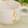 Elegant Stainless Steel Opal Tulip Flower Pendant Necklace For Women Delicate Rose Floral Clavicle Chain Choker Wedding Jewelry
