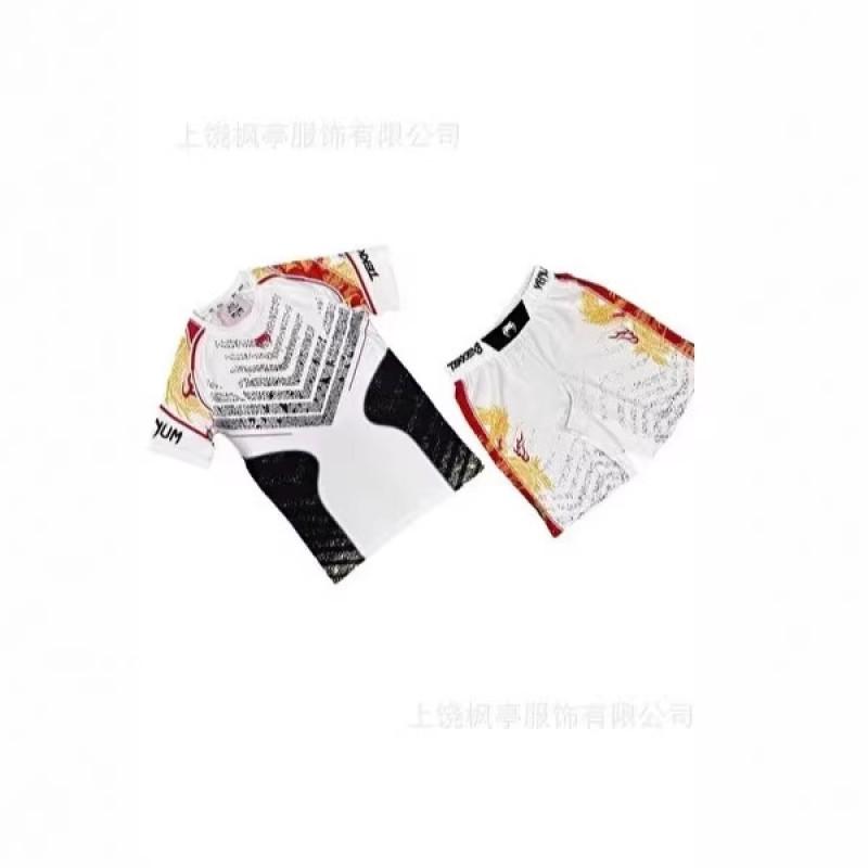 Mens Sporty MMA Training Set Short Sleeve T-Shirt Shorts Mesh Athletic Wear Lightweight Gym Workout Outfit