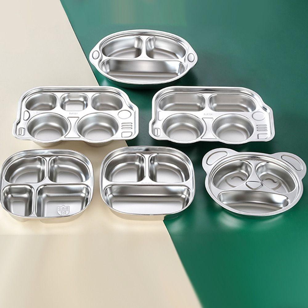 304 Stainless Steel Divided Dinning Plate Silver Child Feeding Plate Food Tray  Restroom