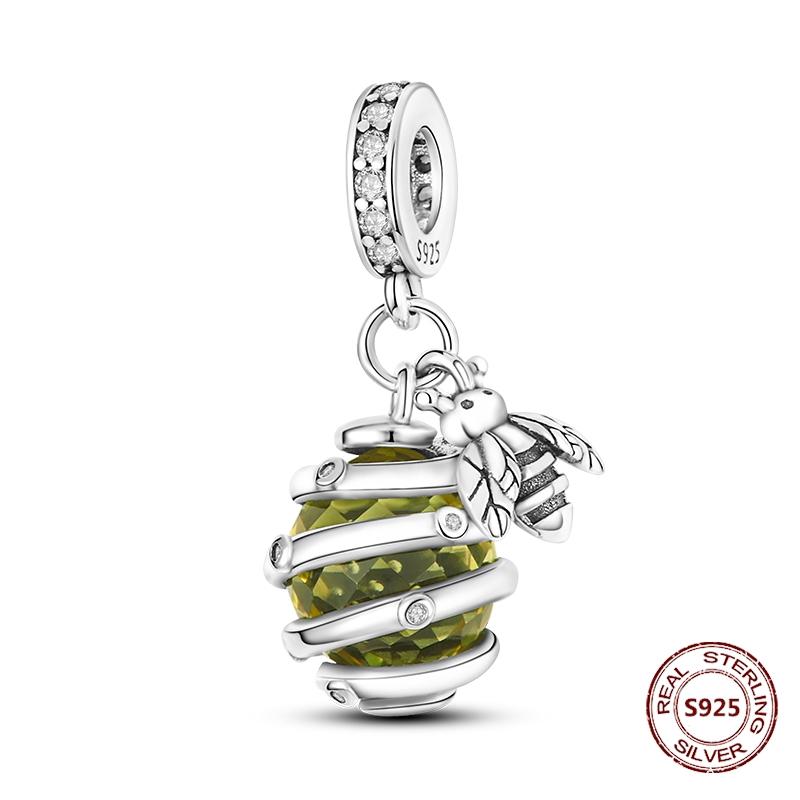 Butterfly Charm copper Authentic Pink Blue Zircon Fly Butterflies Safety Chain Clip Charm Bead Charms Compatible With Bracelets Do It Yourself Jewelle