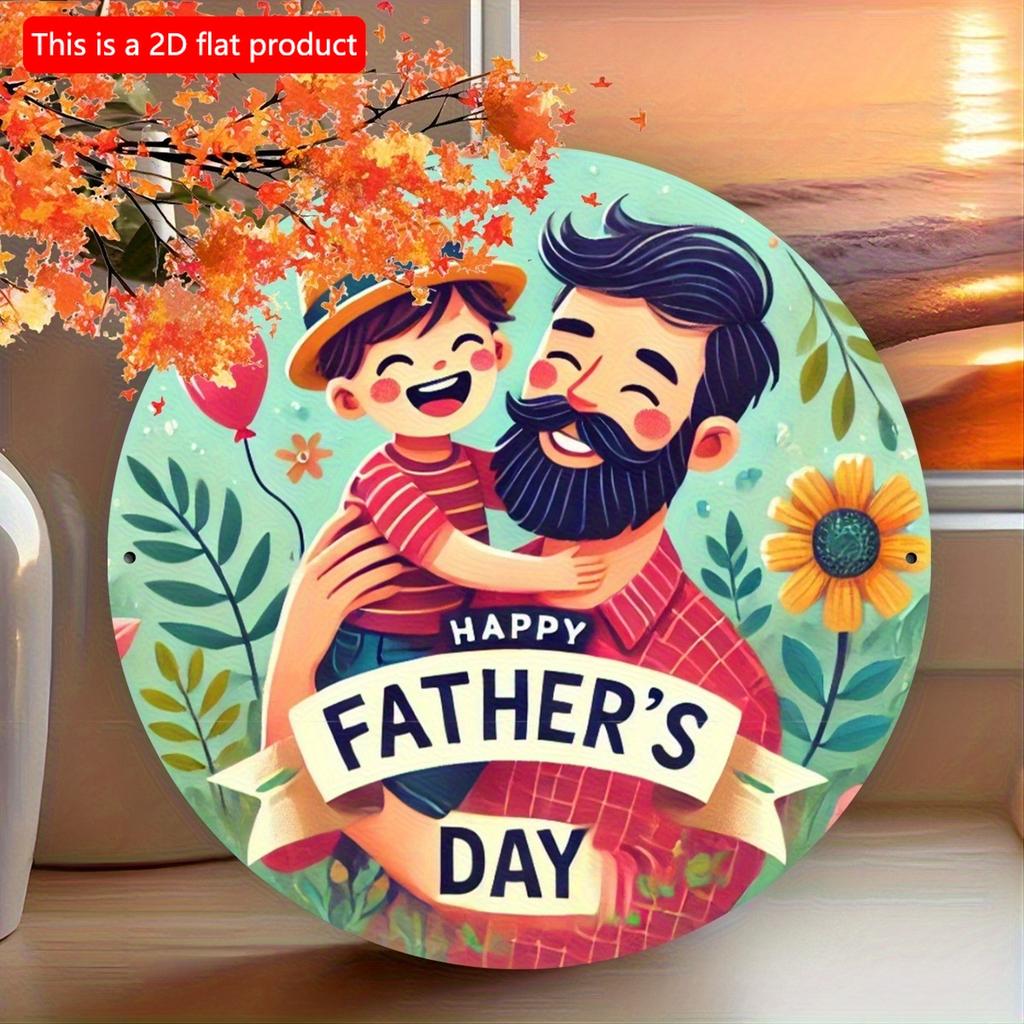 2d flach 20*20cm Alles Gute zum Vatertag " Rundes Holzschild Perfekt für Haustür, Veranda, Wohnzimmer & Schlafzimmer Deko Perfektes Vatertagsgeschenk