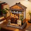 Dřevěná mini chaloupka DIY Japonská hospůdka Miniatury se světly k narozeninám pro přátele Dekorace do domácnosti Řemesla