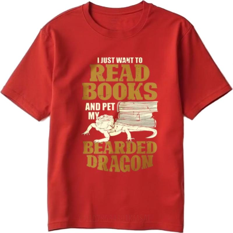 

Cheap Tshirt Rock Men Round Neck t shirt Daily Wear Read Books And Pet My Bearded Dragon Trendy For her Top tees Mens Tshirt S
