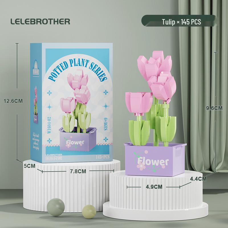 Preserved Flower Bonsai & Rose Succulent Building Blocks - Compatible with LEGO